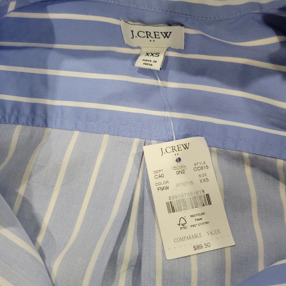 J Crew Factory Striped Oversized Button Up Shirt CC815 XXS, NWT - Picture 5 of 5